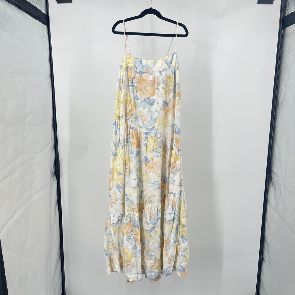 Abercrombie Women's Floral Maxi Dress Linen Blend S Tiered Boho Cottagecore